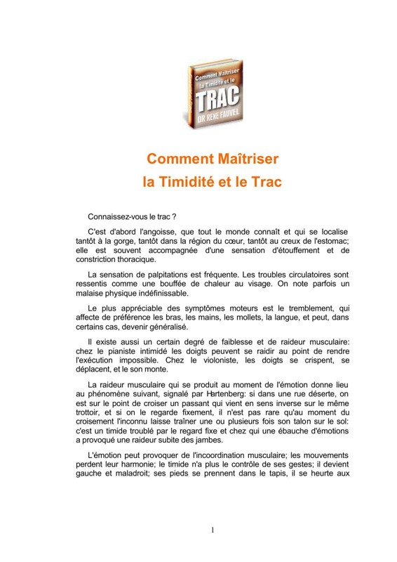 Cover of Comment Maîtriser la Timidité et le Trac